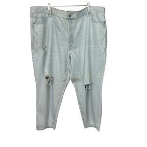 Old Navy Womens Jeans Plus Size 24 Mid Rise Slouchy Taper‎ Light Wash Button Fly